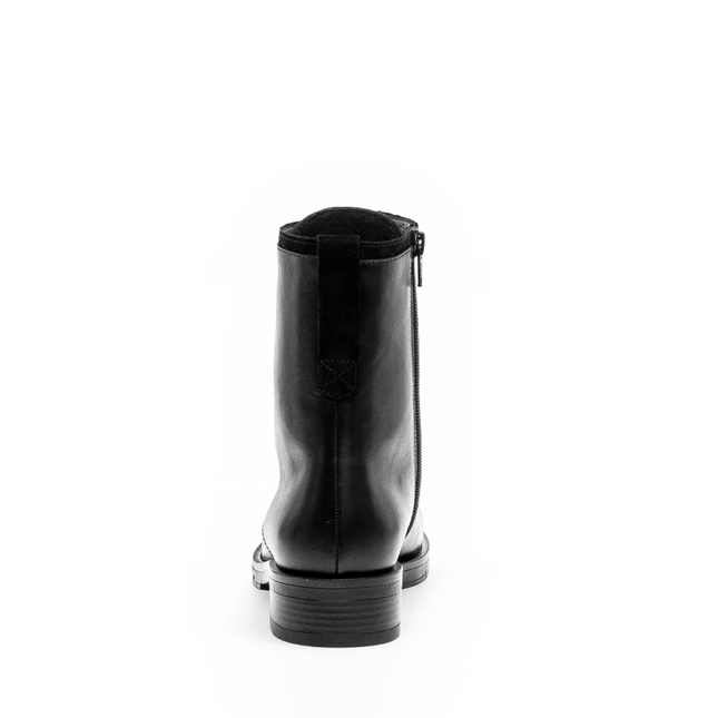Gabor Women’s 71.791.29 Hay Black Leather Ankle Boot – Lace & Side Zip Comfort Boot