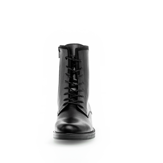 Gabor Women’s 71.791.29 Hay Black Leather Ankle Boot – Lace & Side Zip Comfort Boot