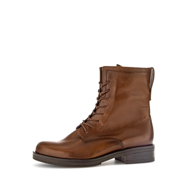Gabor Women’s 71.791.28 Hay Brown Leather Ankle Boot – Lace & Side Zip Comfort Boot