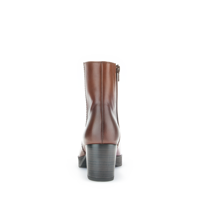 Gabor Women’s 72.071.55 Essential Brown Leather Ankle Boot – Wide Fit Side-Zip Comfort Boot