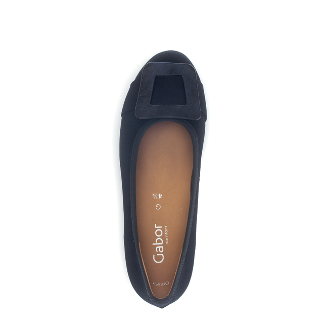 Gabor Women’s 72.463.46 Paige Navy Suede Flat Pump – Wide Fit Slip-On Court Style