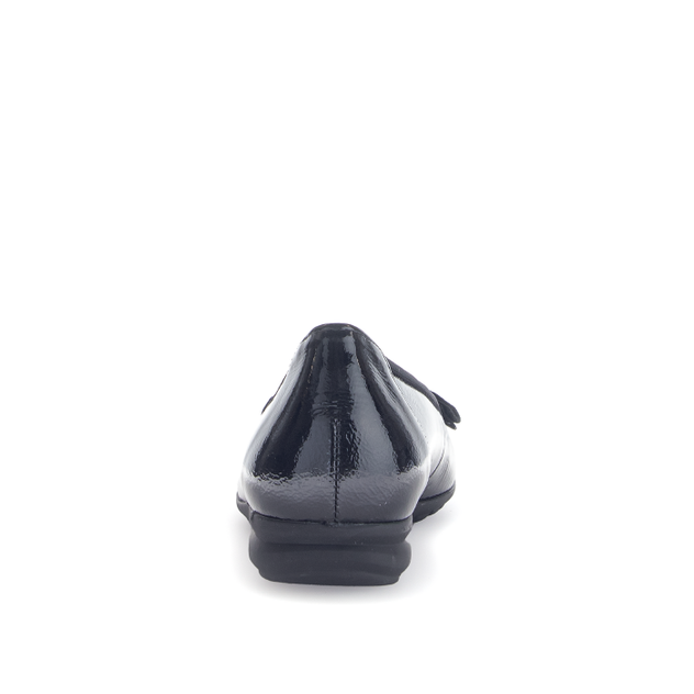 Gabor Women’s 72.621.87 Patent Leather Slip-On Pump – Wide Fit, Low Wedge Comfort Flat in Black