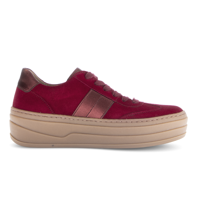 Gabor Women’s 73.350.15 Platform Trainer – Dark Red Suede Lace-Up Sneaker with Removable Footbed & Wedge Sole