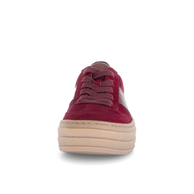 Gabor Women’s 73.350.15 Platform Trainer – Dark Red Suede Lace-Up Sneaker with Removable Footbed & Wedge Sole