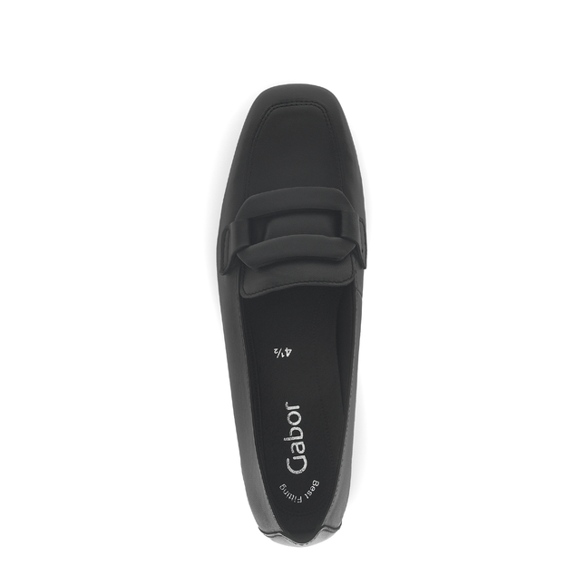 Gabor Women’s 75.261.27 Great Black Leather Loafer – Slip-On Comfort Pump