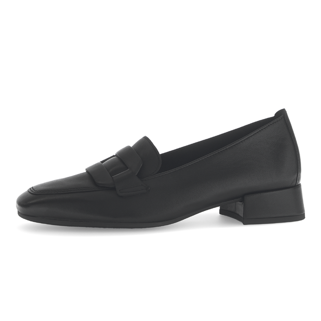 Gabor Women’s 75.261.27 Great Black Leather Loafer – Slip-On Comfort Pump