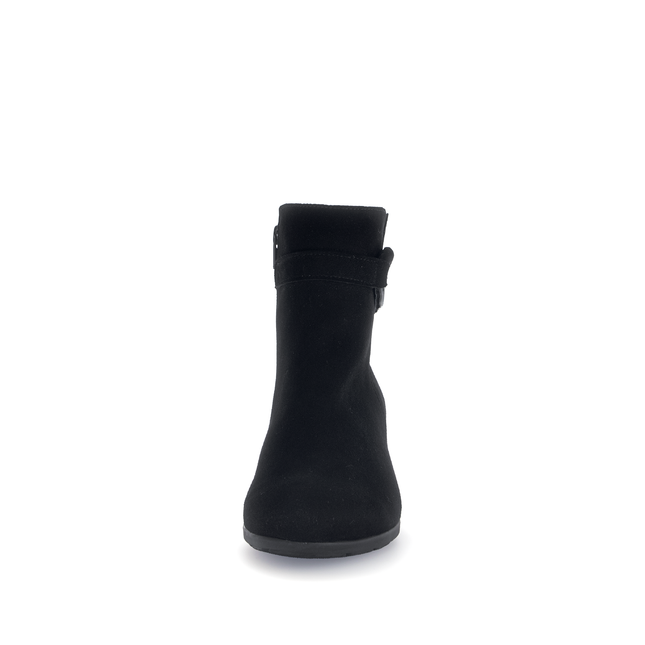 Gabor Women’s 75.523.17 Black Suede Ankle Boot – Best Fitting Comfort with Side Zip & Decorative Buckle
