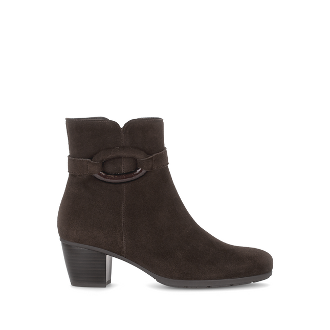 Gabor Women’s 75.523.18 Chocolate/Brown Suede Ankle Boot – Best Fitting Comfort with Side Zip & Decorative Buckle