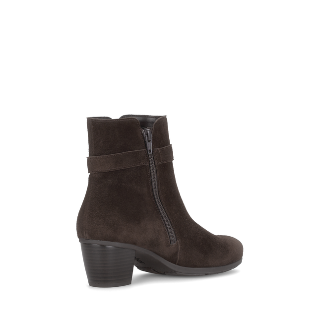 Gabor Women’s 75.523.18 Chocolate/Brown Suede Ankle Boot – Best Fitting Comfort with Side Zip & Decorative Buckle