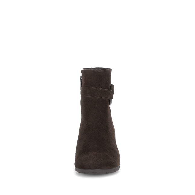 Gabor Women’s 75.523.18 Chocolate/Brown Suede Ankle Boot – Best Fitting Comfort with Side Zip & Decorative Buckle