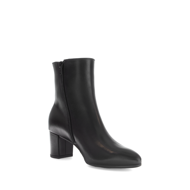 Gabor Women’s 76.701.27 Dial Black Leather Ankle Boot – Side Zip Elegant Heel Boot