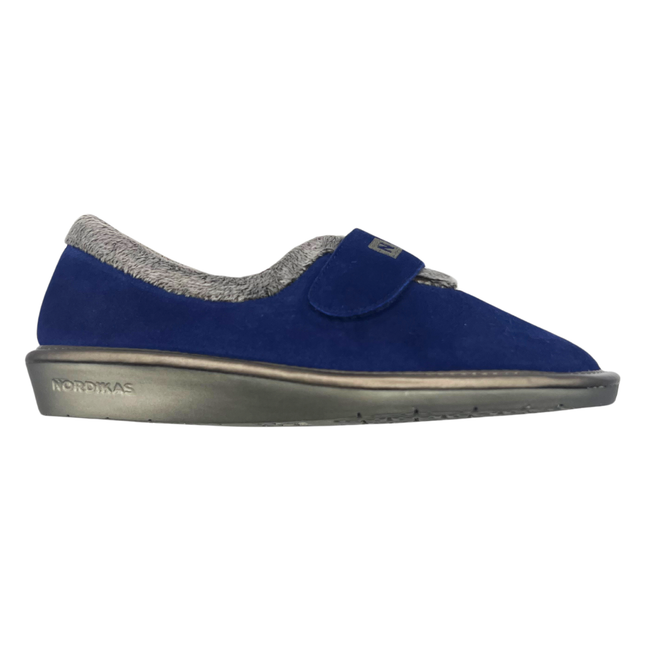 Nordikas 6348-O/4 - Afelpado Indico - Blue Suede / Snow-Brown Trim Ladies Slippers